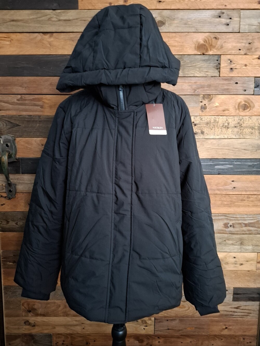 NWT Black Puffer Jacket Coat With Fleece Lining - XL